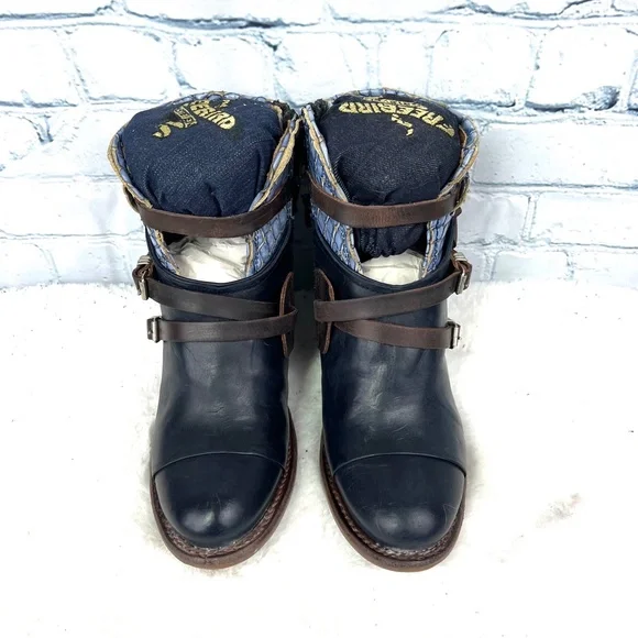 🚫SOLD! NIB/NWT($295)🤩 |•FREEBIRD🦅BY STEVEN•| CRUE Navy Multi Strappy Wrap Boo - Picture 4 of 16